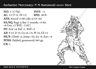Barbarian Mercenary RPG Card