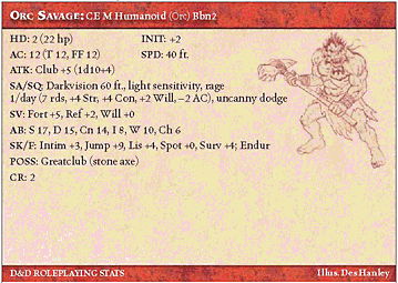 Orc Savage RPG Card