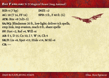 Bat Familiar RPG Card